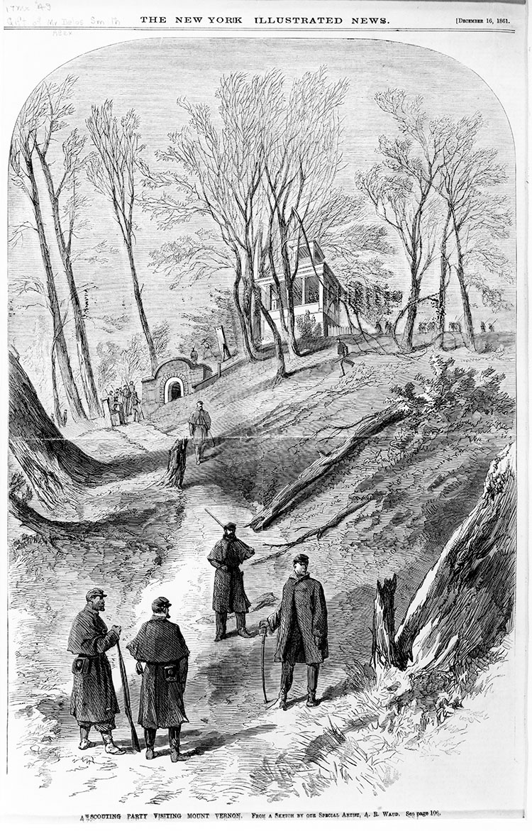 Soldiers at Mount Vernon, from a sketch by A.R. Waud
