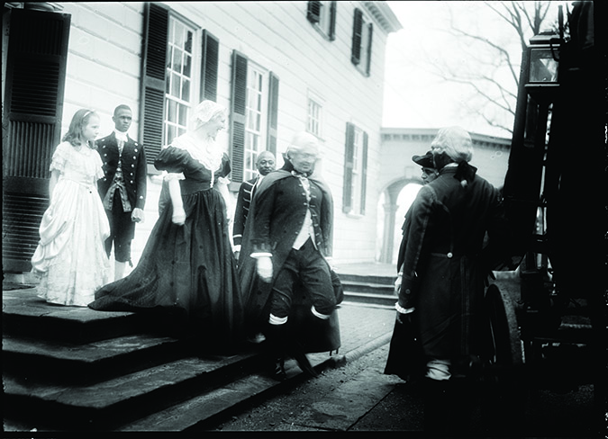 A re-enactment of George Washington's inauguration