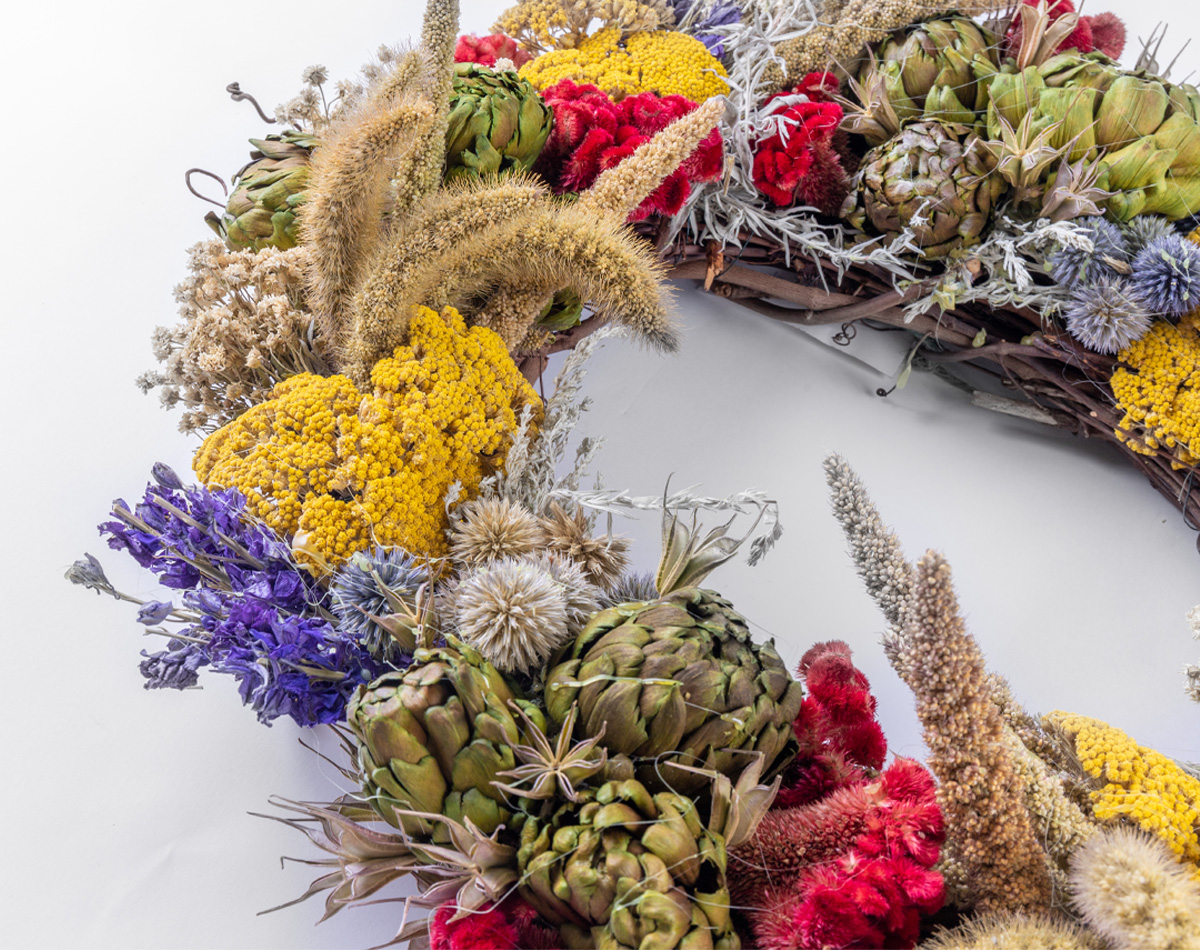 Homemade wreath made by Mount Vernon horticultural staff