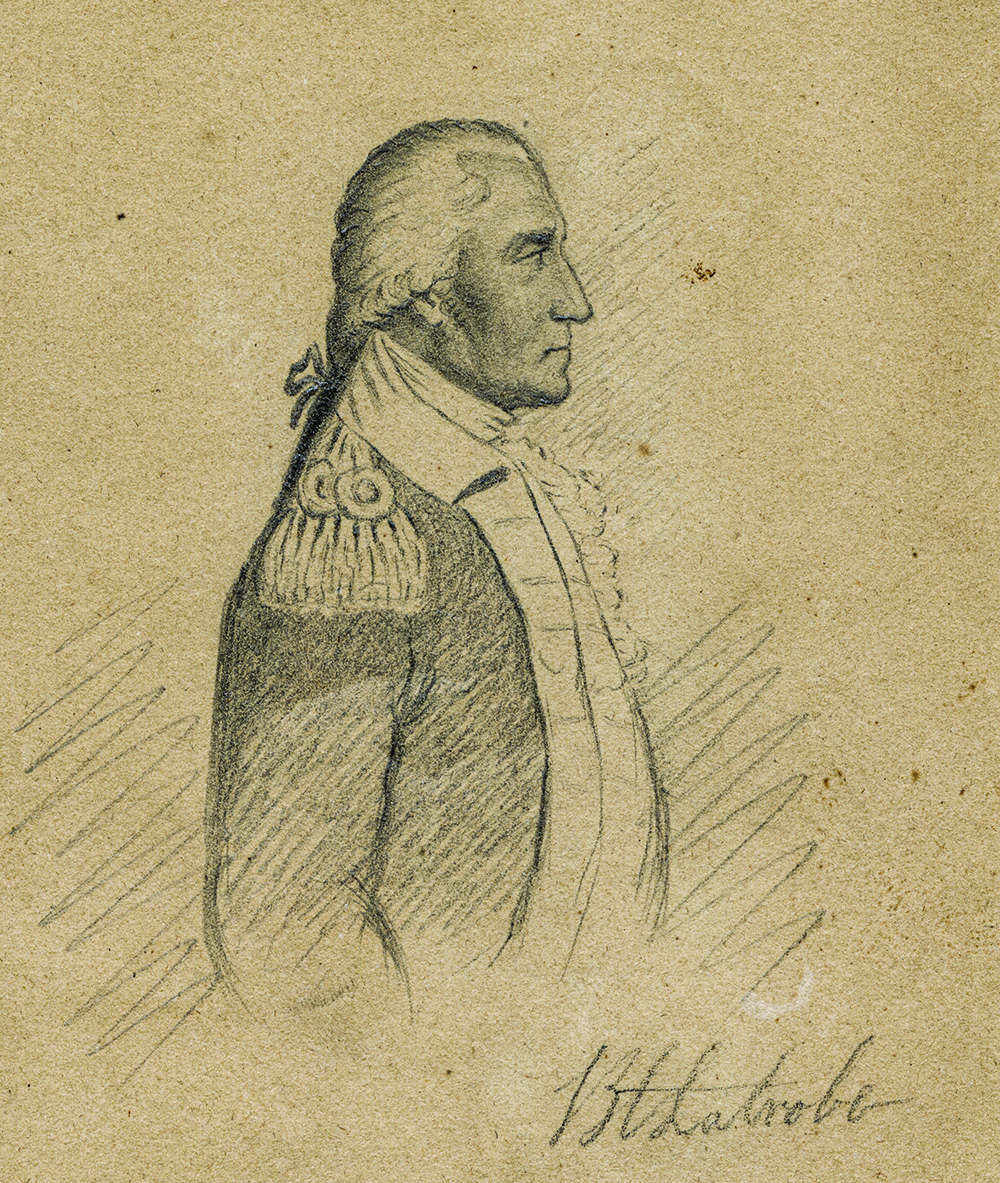 Sketch of George Washington by Benjamin Latrobe.