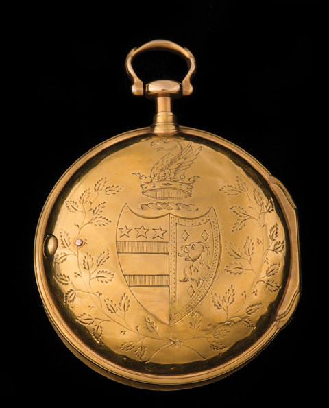 Gold watch featuring the Washington family crest