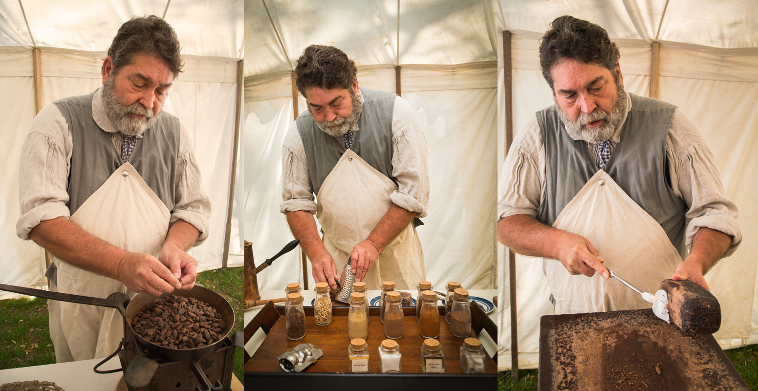 Sam Murphy demonstrates chocolate making at Mount Vernon